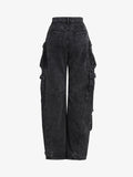 Calça Street Stitching Cargo Washed Jeans