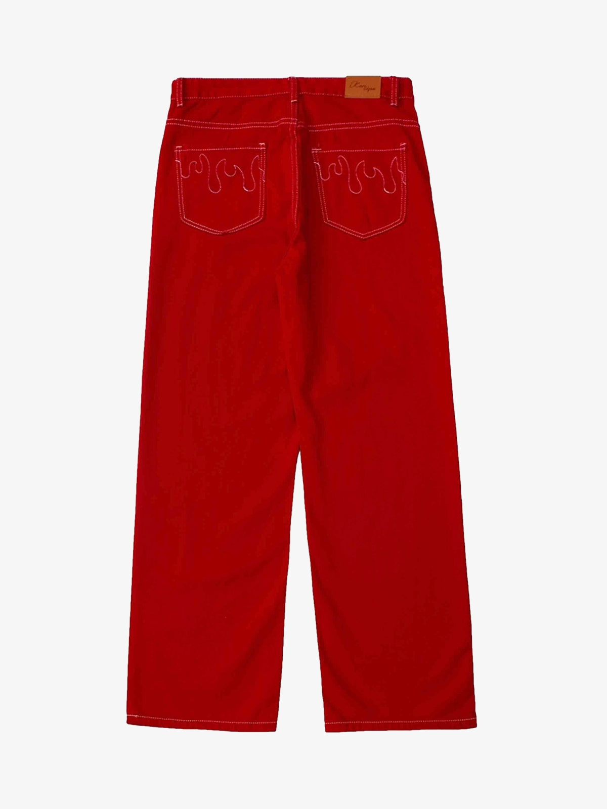 Calça Pavtros Solid Color Casual Jeans Red