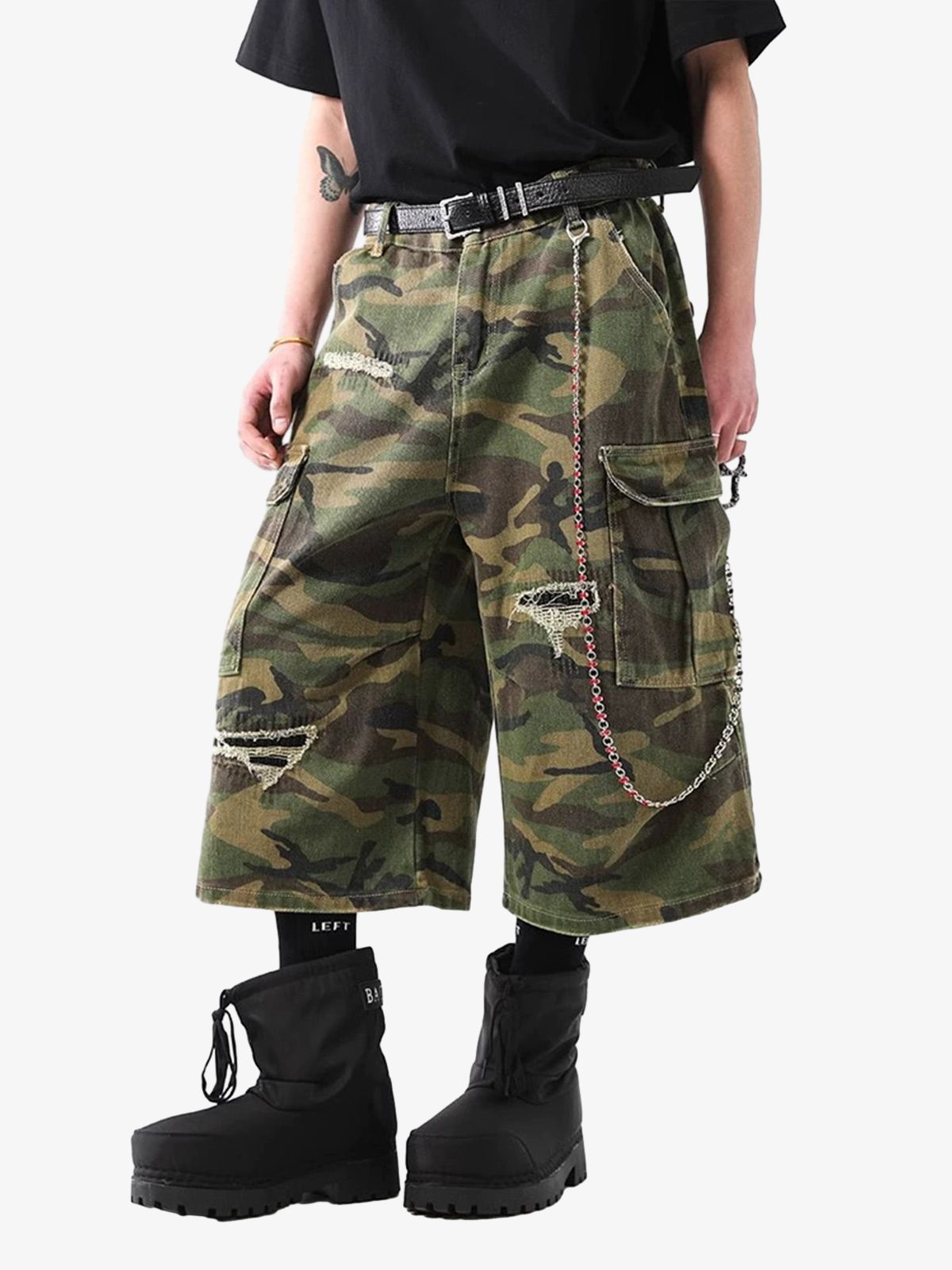 Short Pavtros Retro Ripped Camouflage Cropped - foto 4