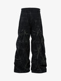 Calça Heavy Washed Distressed Pleated Baggy Jeans