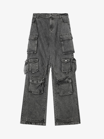 Calça Pavtros Street Stitching Cargo Washed Jeans