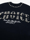 Camiseta Elegant Pearl-Embellished Oversized
