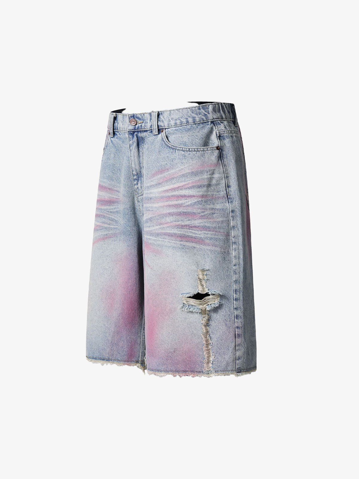 Short Pavtros Distressed Tie-Dye Denim - foto 3