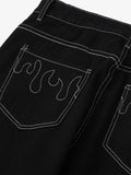 Calça Solid Color Casual Jeans Red
