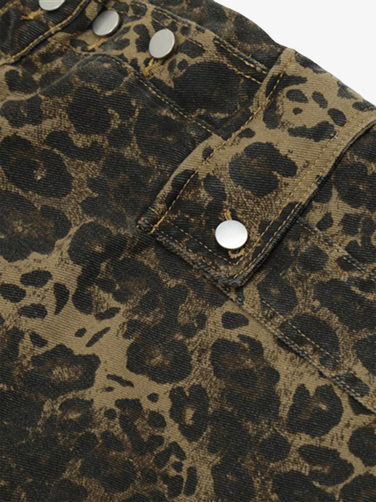 Calça Pavtros Leopard Print Street Style Workwear - foto 8