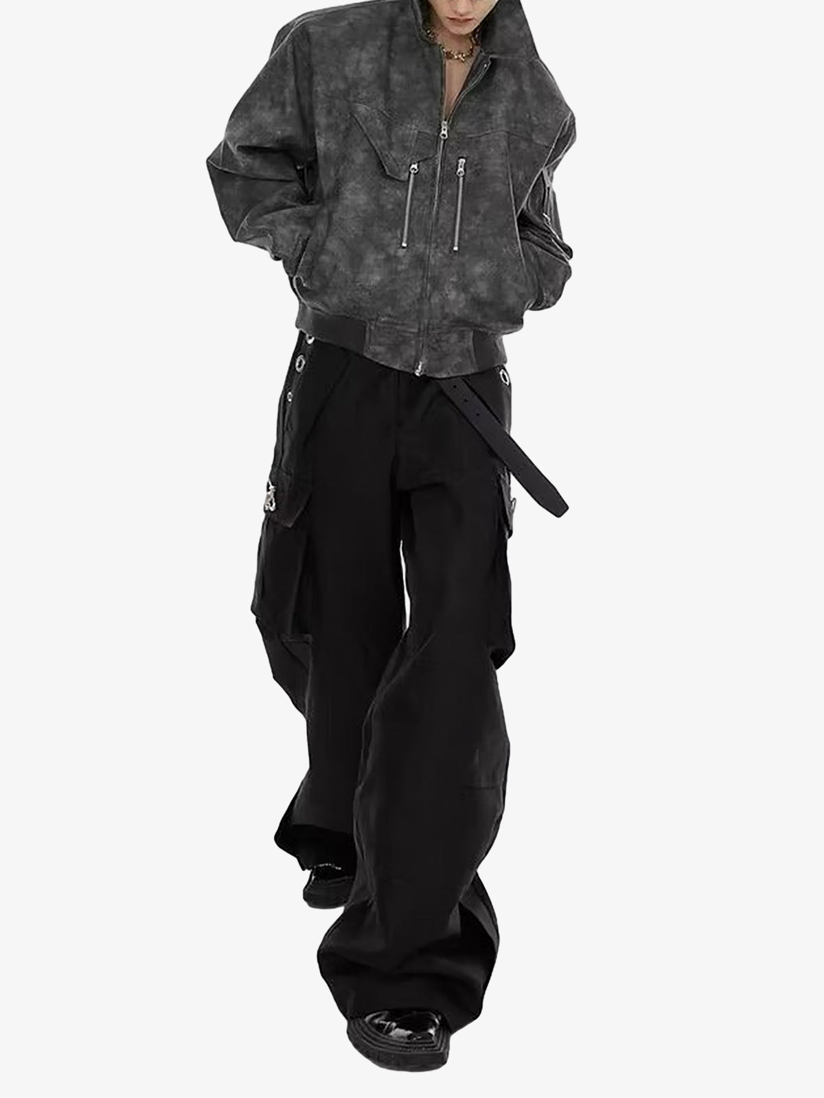 Jaqueta Streetwear Masculina na cor Cinza — Moto Suede