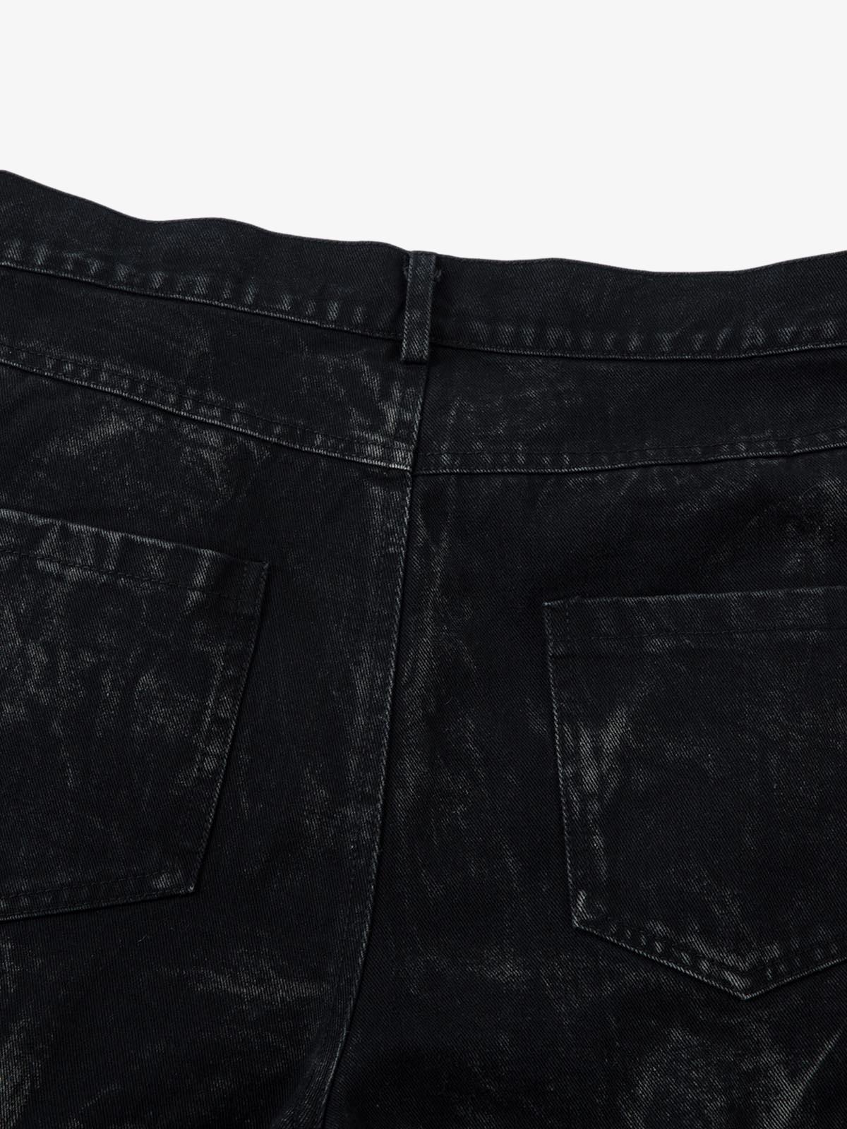 Calça Pavtros Heavy Washed Distressed Pleated Baggy Jeans