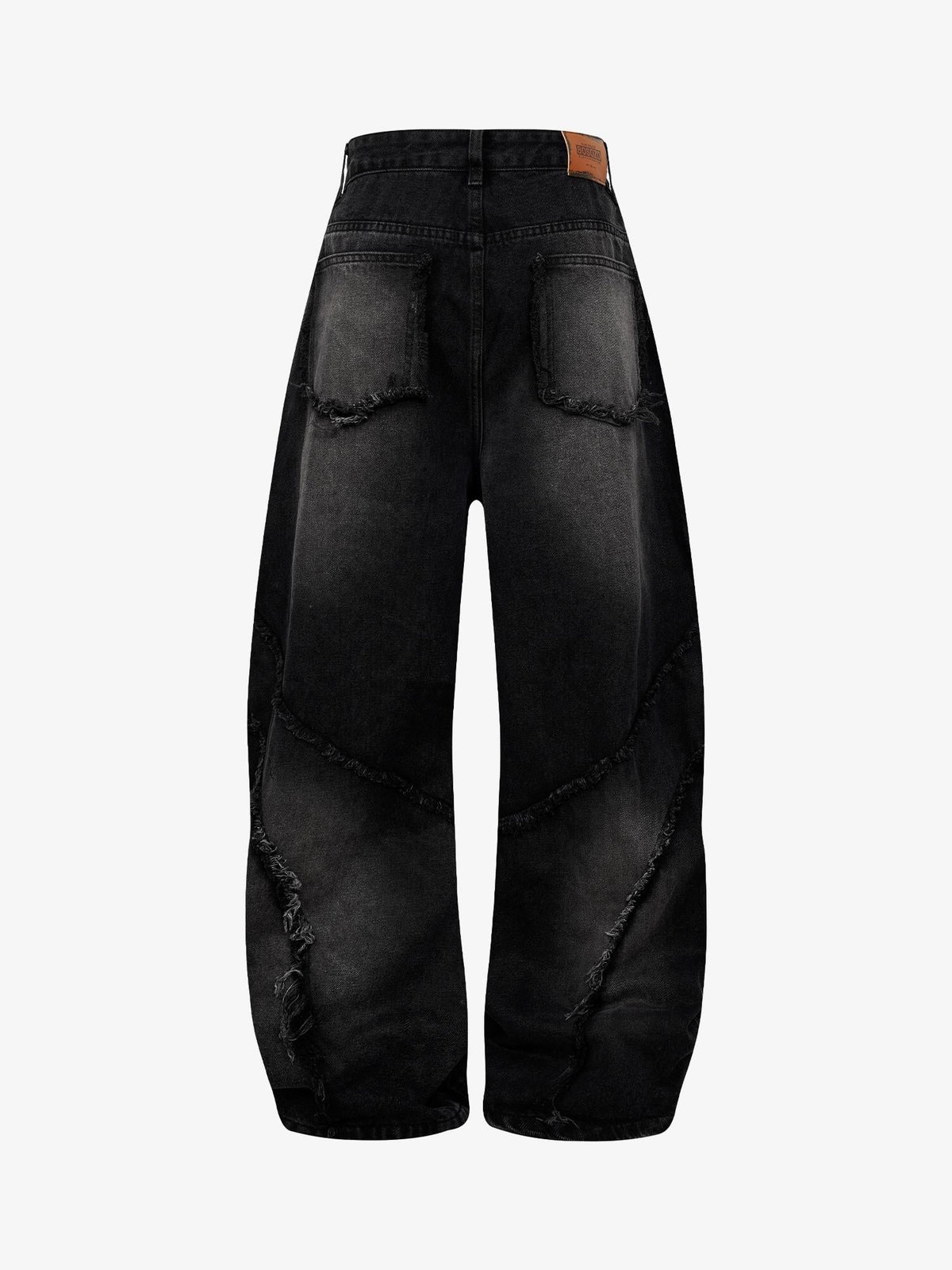 Calça Pavtros Washed Distressed Raw Edge Barrel Jeans