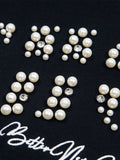Camiseta Elegant Pearl-Embellished Oversized