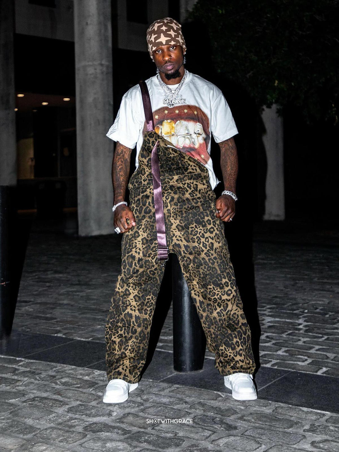 Calça Pavtros Leopard Print Street Style Workwear - foto 1