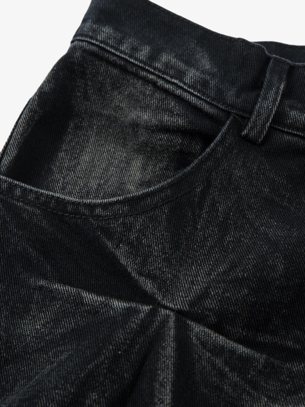 Calça Pavtros Heavy Washed Distressed Pleated Baggy Jeans