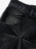 Calça Heavy Washed Distressed Pleated Baggy Jeans