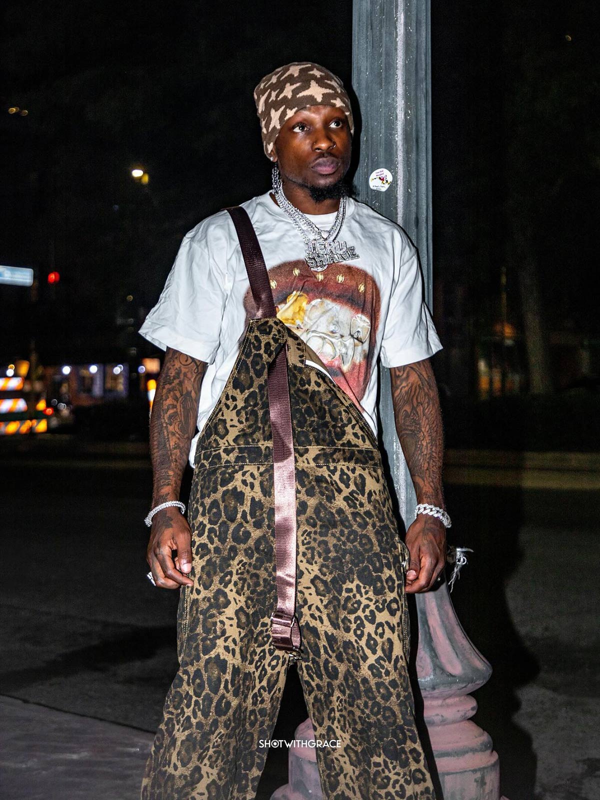 Calça Pavtros Leopard Print Street Style Workwear - foto 5