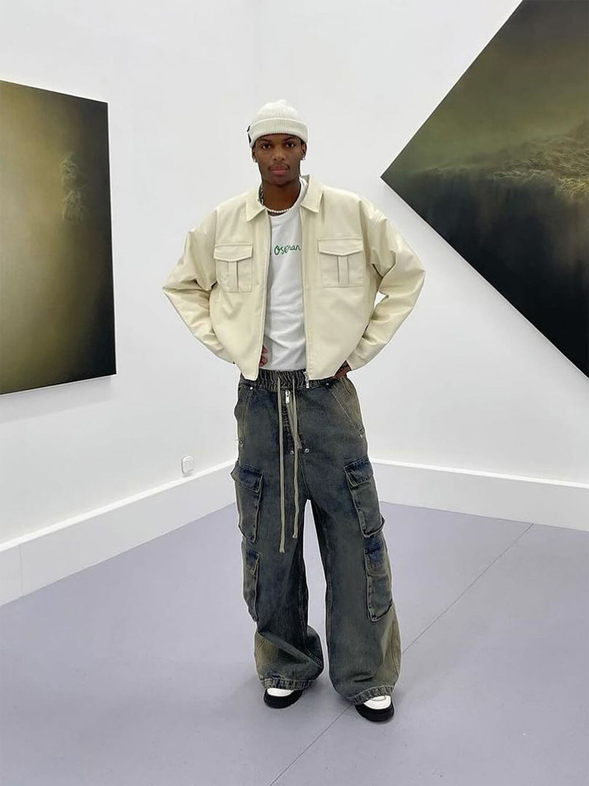 Calça Pavtros Wide Leg Mult Cargo Jeans