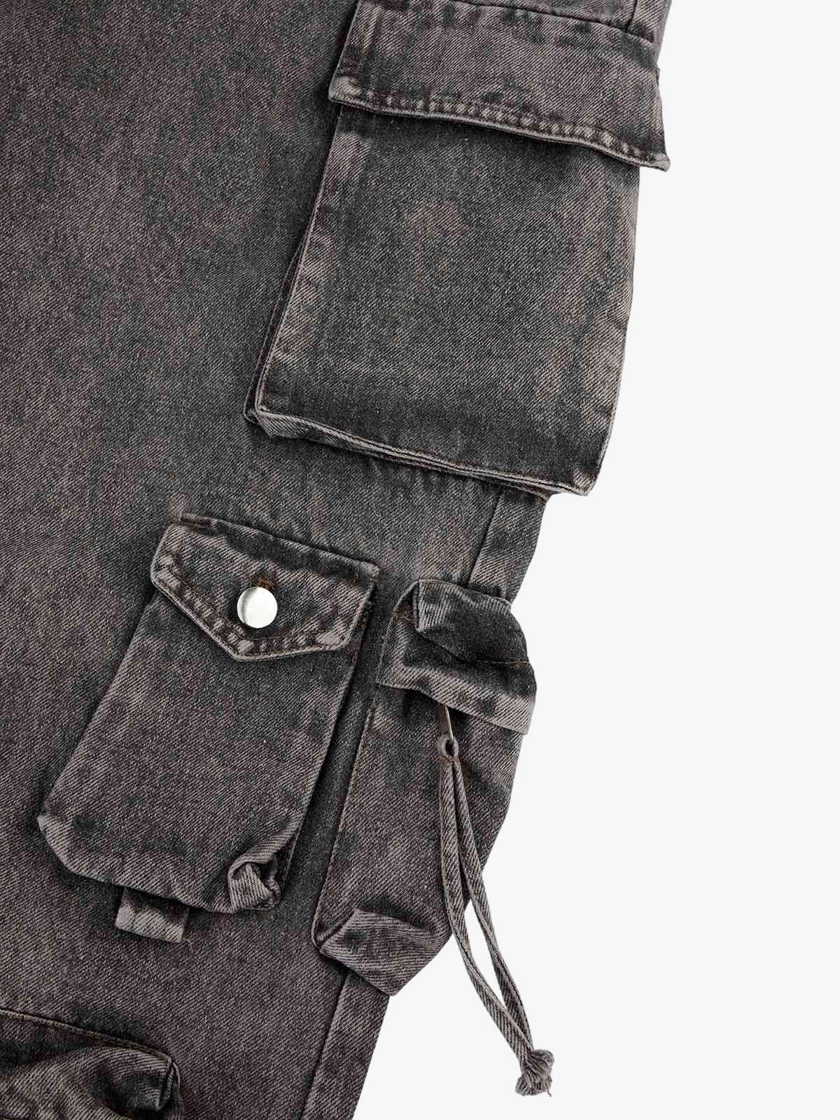 Calça Pavtros Street Stitching Cargo Washed Jeans