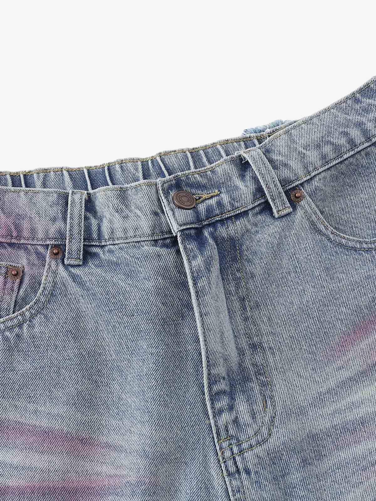 Short Pavtros Distressed Tie-Dye Denim - foto 8