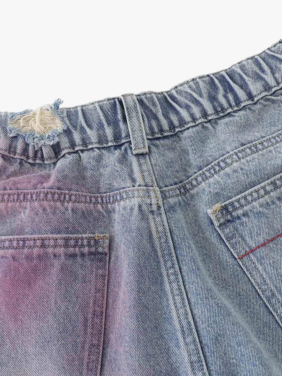 Short Pavtros Distressed Tie-Dye Denim - foto 9