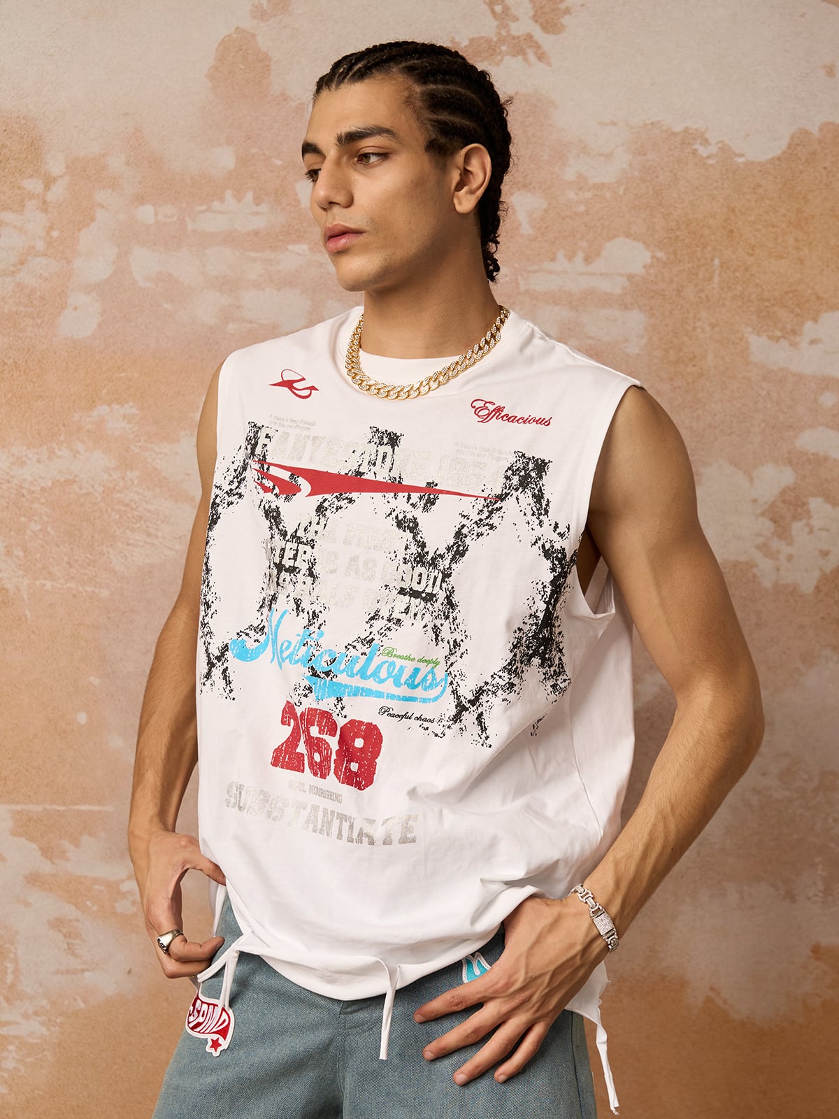 Camiseta Pavtros Retro Tattered Print Vest - foto 2