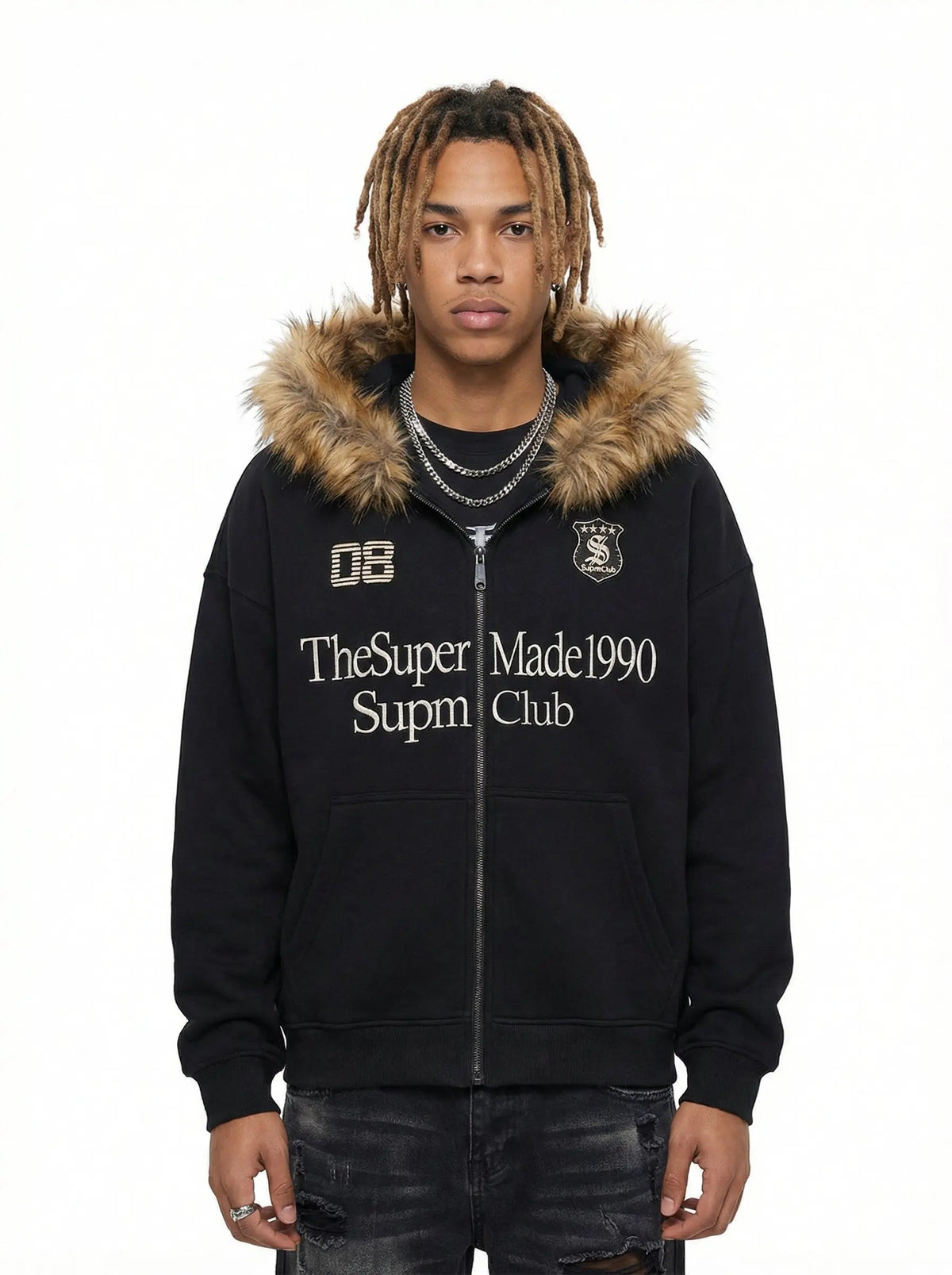 Moletom Pavtros Letter Medal Embroidered Cardigan