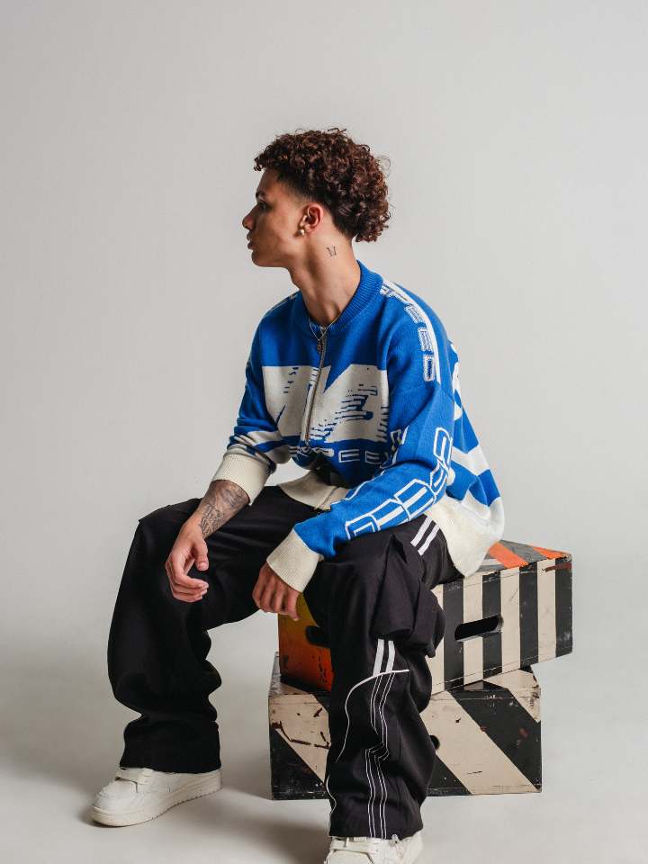 Blusa Suéter Pavtros com Zíper Azul 'MY3'